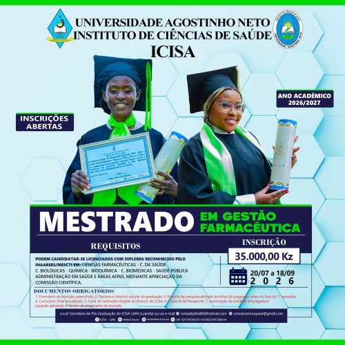 Inscrições para mestrado em gestão farmacêutica